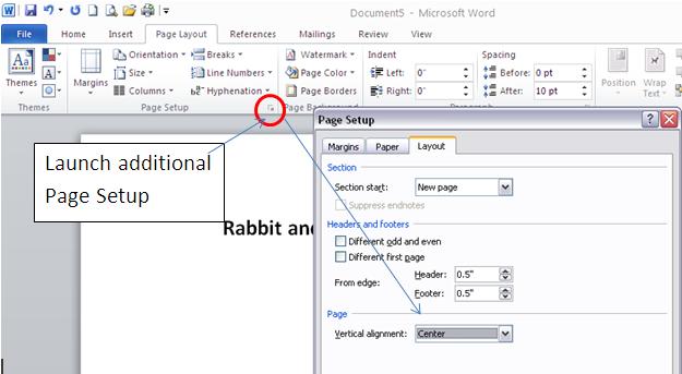 how to center text in word page